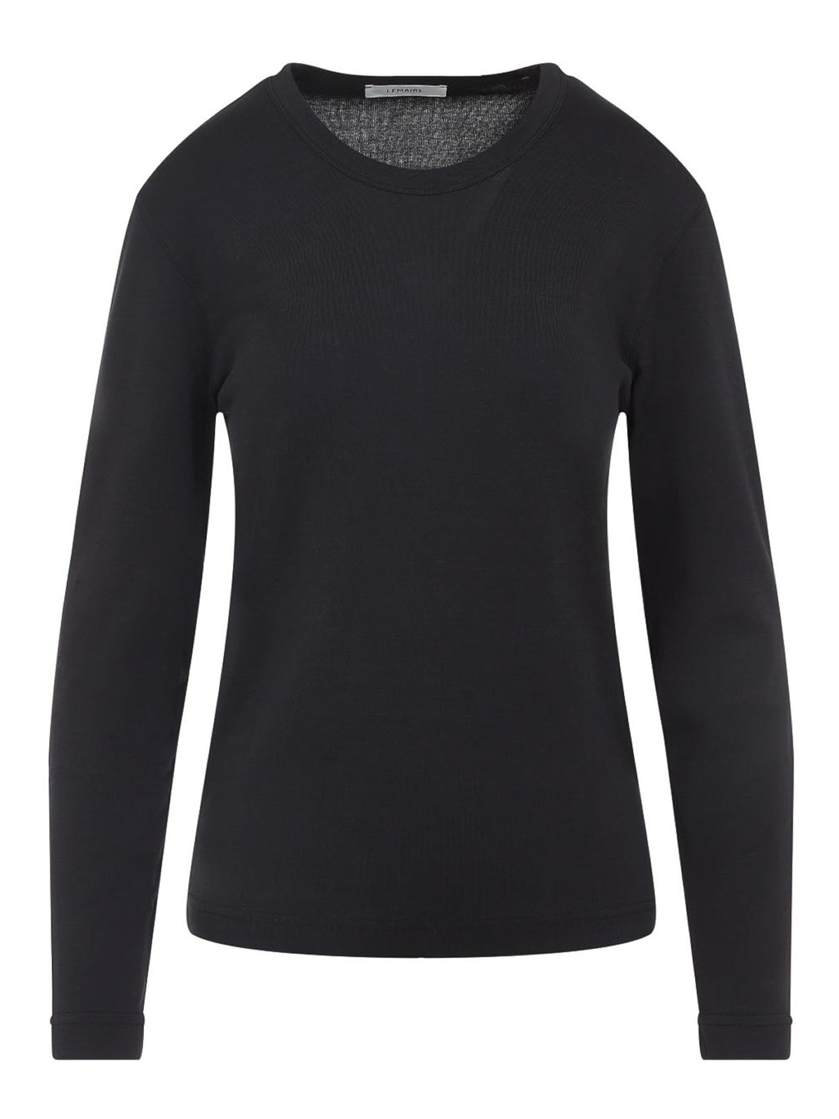 Lemaire Ribbed Crew Neck Long Sleeve Top In Black
