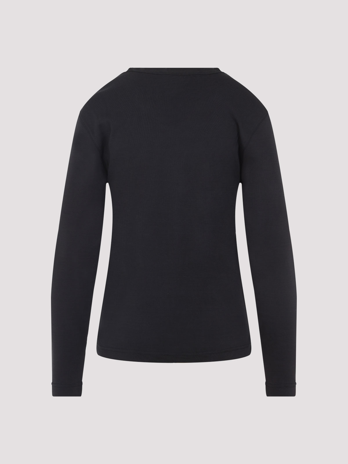 Lemaire Ribbed Crew Neck Long Sleeve Top In Black