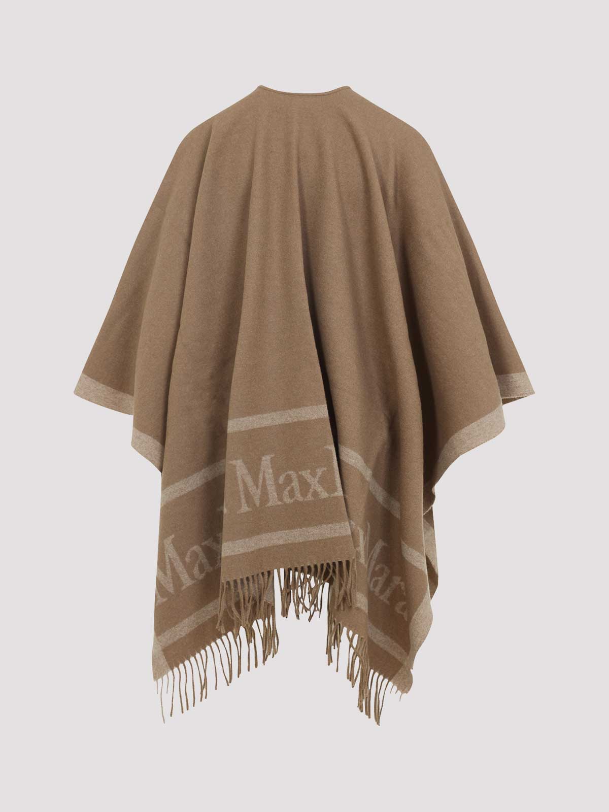 Max Mara Tailored Wool Coat With Fringe Detailing And Elegant Silhouette In Brown