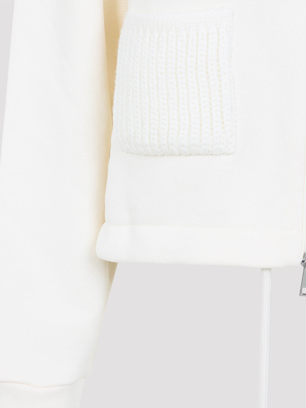 Moncler Cotton Fleece Zip Up Jacket In White