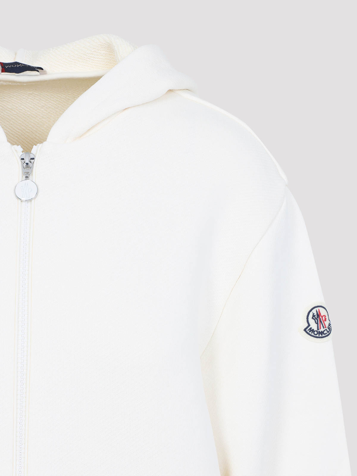 Moncler Cotton Fleece Zip Up Jacket In White