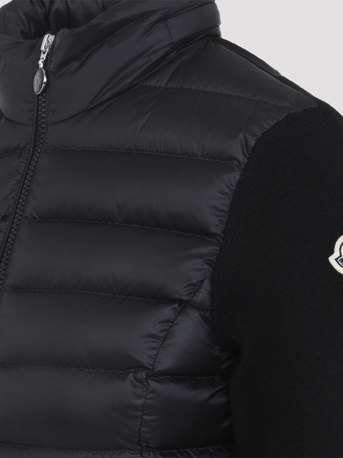 Moncler Cardigan With Padded Panels In Blue