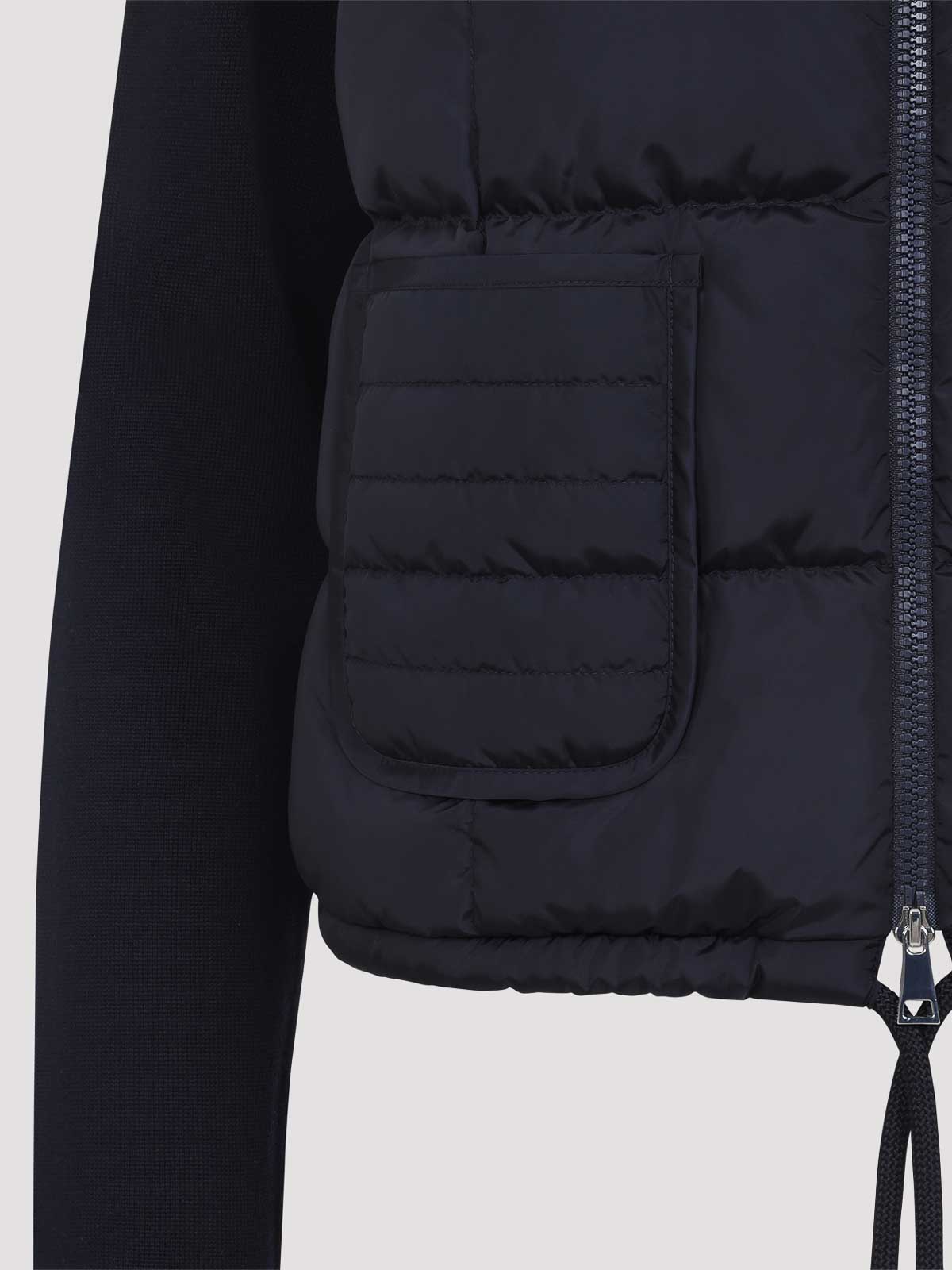 Moncler Black Paneled Down Jacket In Blue