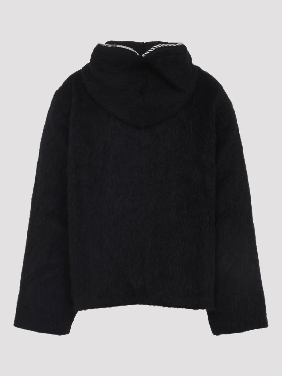 Our Legacy Textured Full Zip Hood Sweatshirt With Cozy Hood In Black
