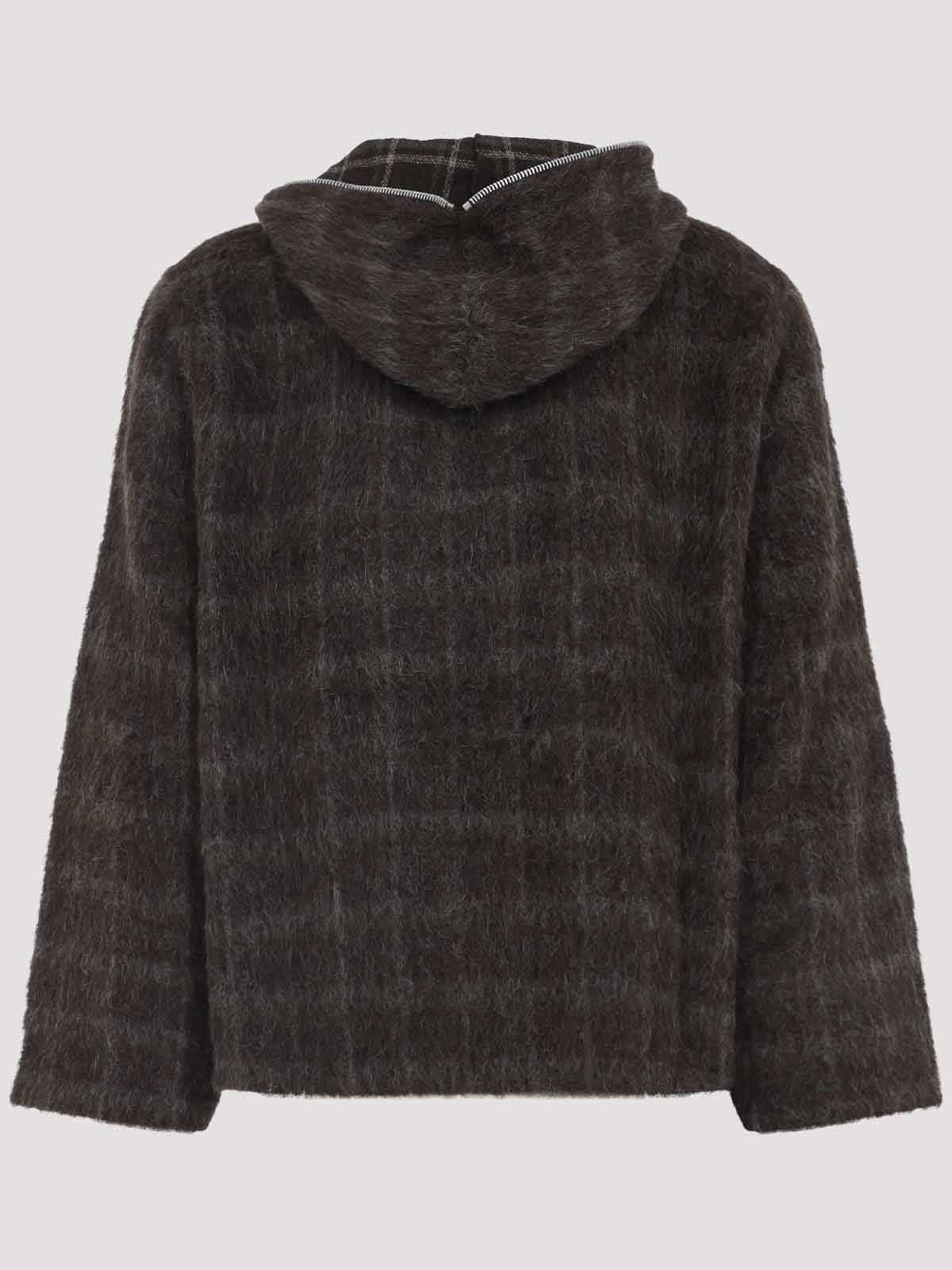 Our Legacy Hairy Wool Check Zip-up Sweatshirt In Brown