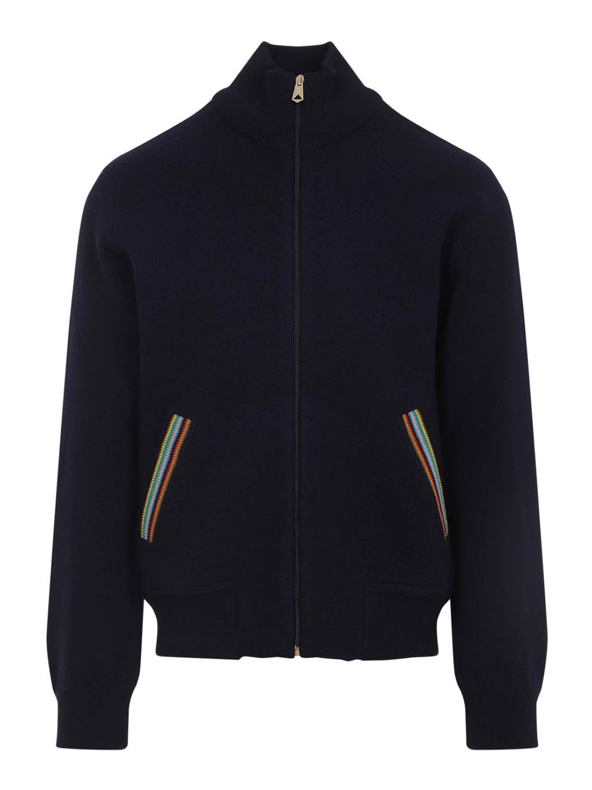 Paul Smith Knitted Bomber Jacket In Blue