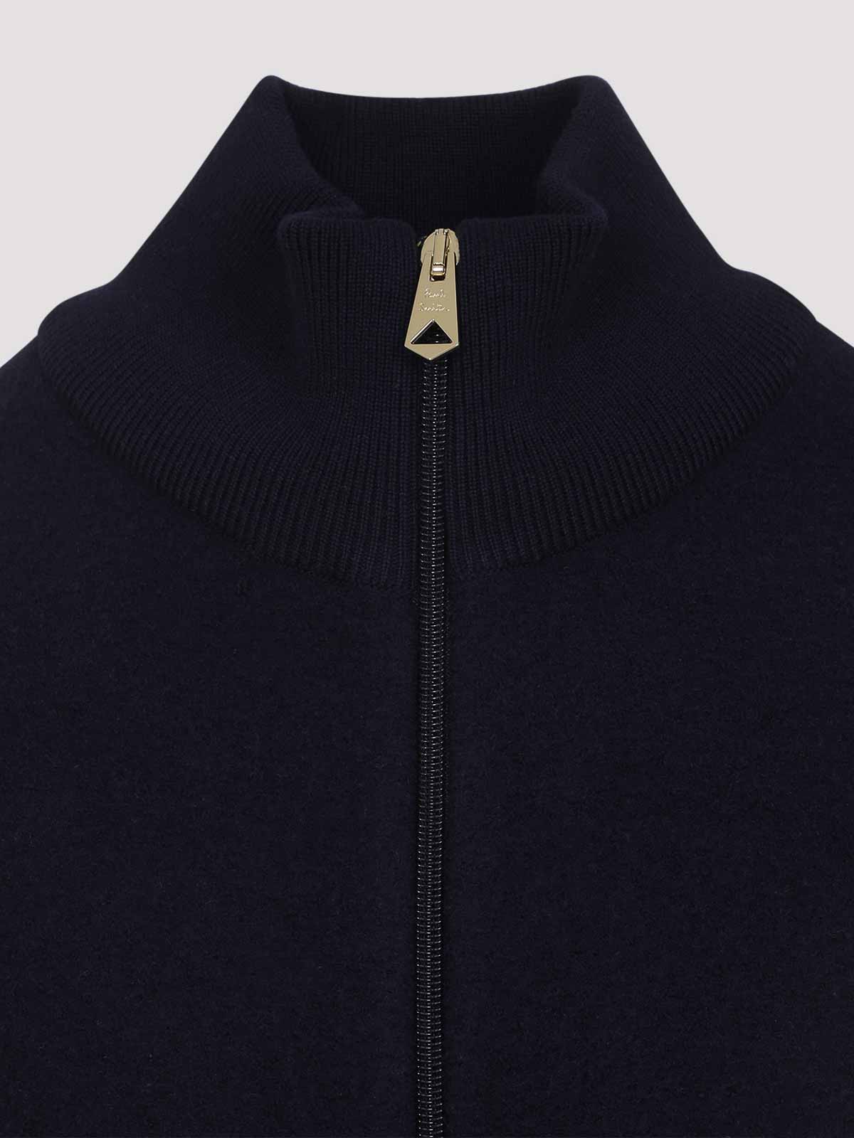 Paul Smith Knitted Bomber Jacket In Blue