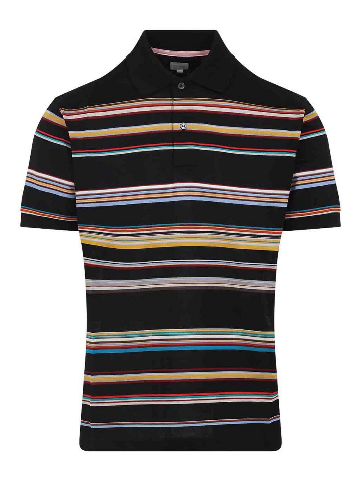 Paul Smith Black Cotton Mens Signature Stripe Polo Shirt In Black