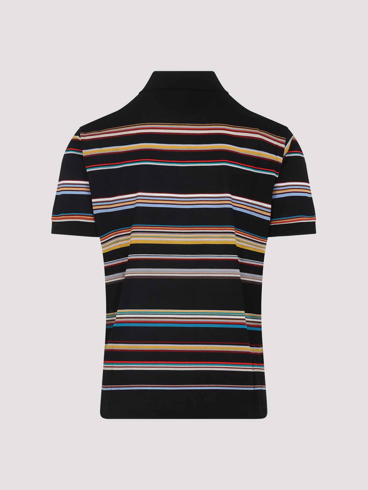 Paul Smith Black Cotton Mens Signature Stripe Polo Shirt In Black