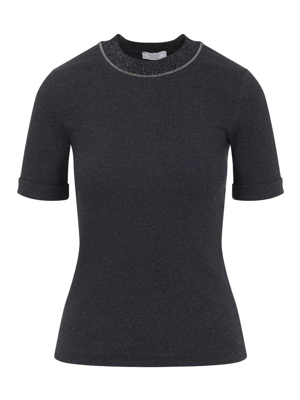 Peserico Fitted Short-sleeve T-shirt With Heathered Texture In Gray