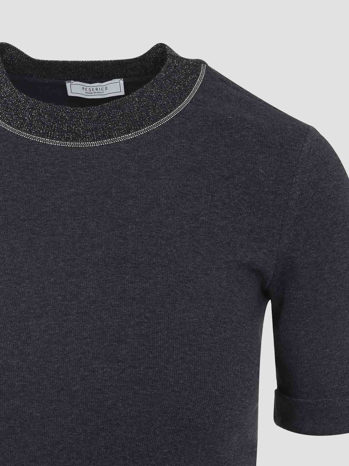 Peserico Fitted Short-sleeve T-shirt With Heathered Texture In Gray