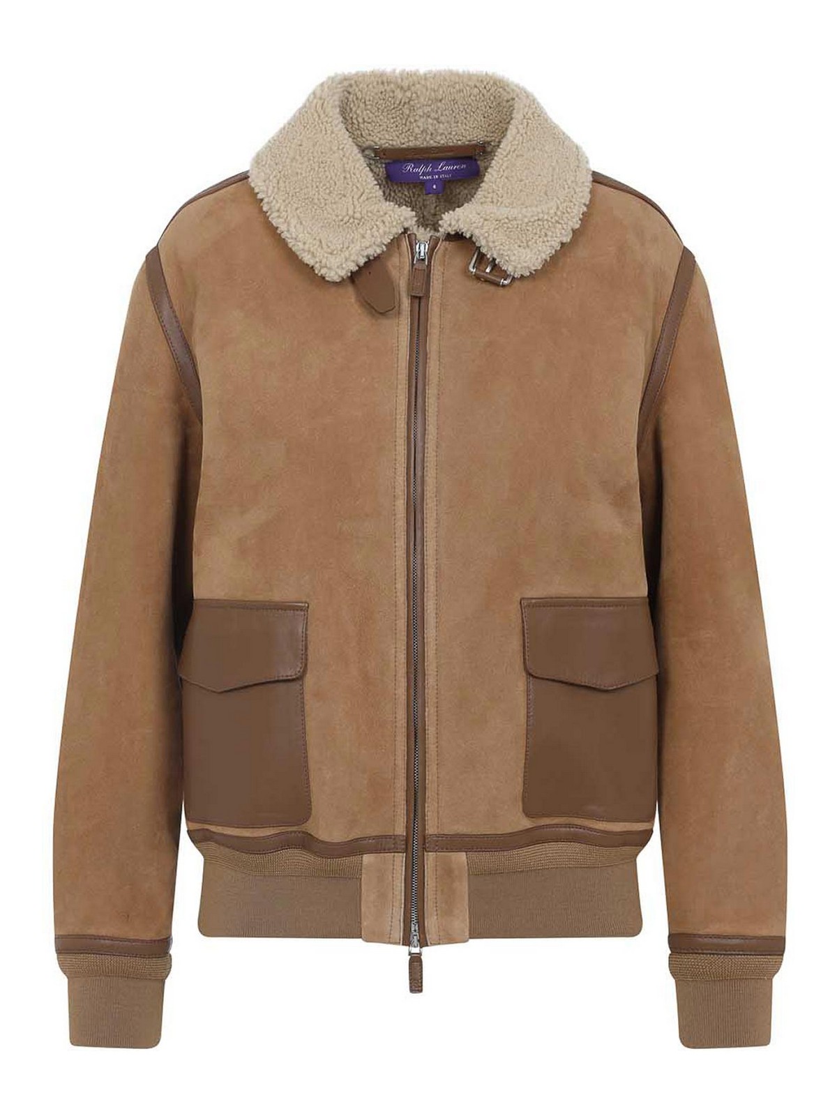 Ralph Lauren Beige Bomber Jacket In Brown