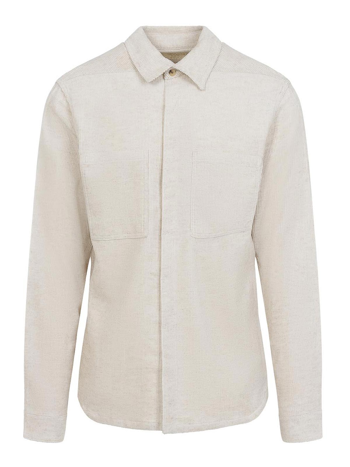 Rick Owens Work Shirt With Buttoned Cuffs And Chest Pockets In White