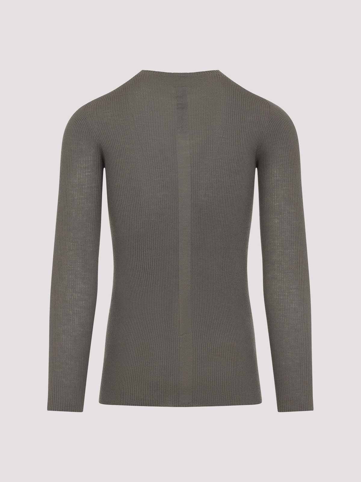 Rick Owens Ribbed Fitted Long-sleeved Top With Classic Crew Neckline In Gray