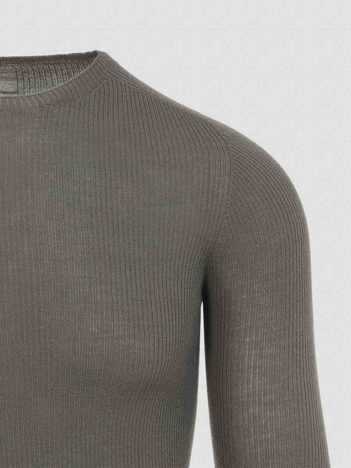 Rick Owens Ribbed Fitted Long-sleeved Top With Classic Crew Neckline In Gray