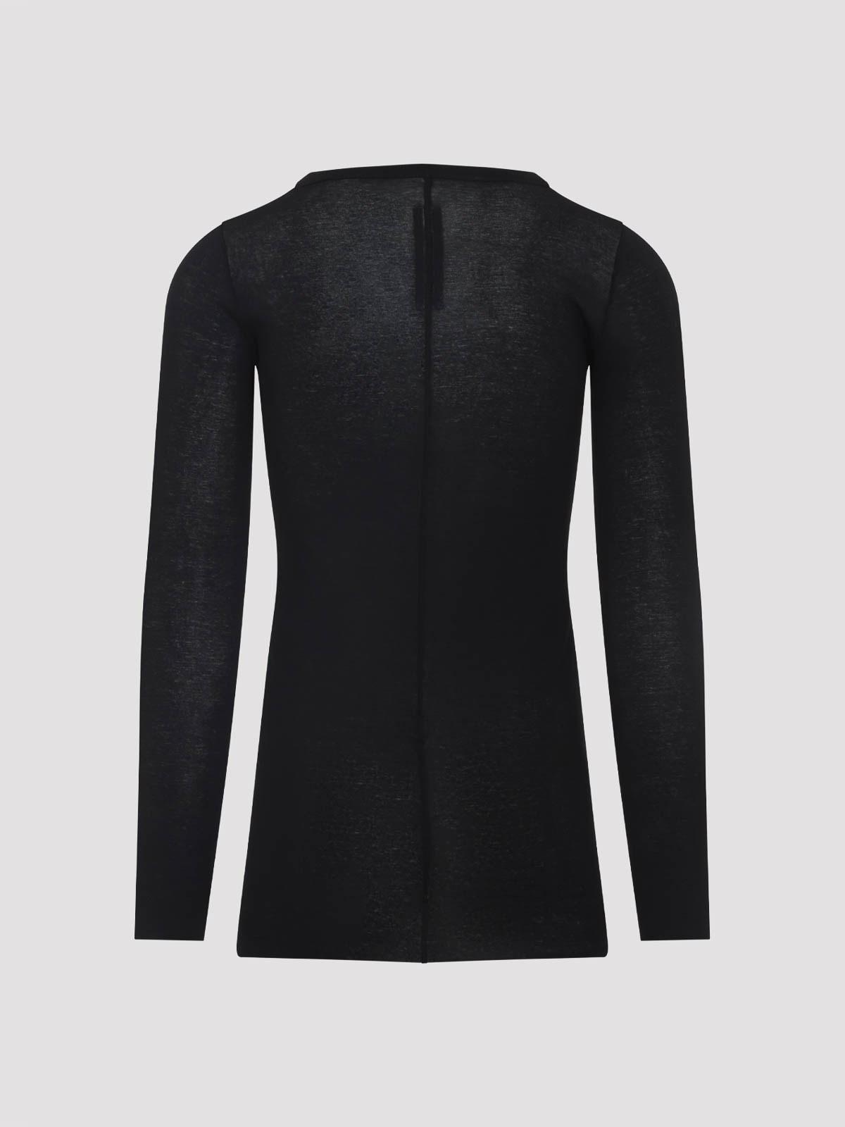 Rick Owens Black Cotton Ribbed Long Sleeves T-shirt In Black