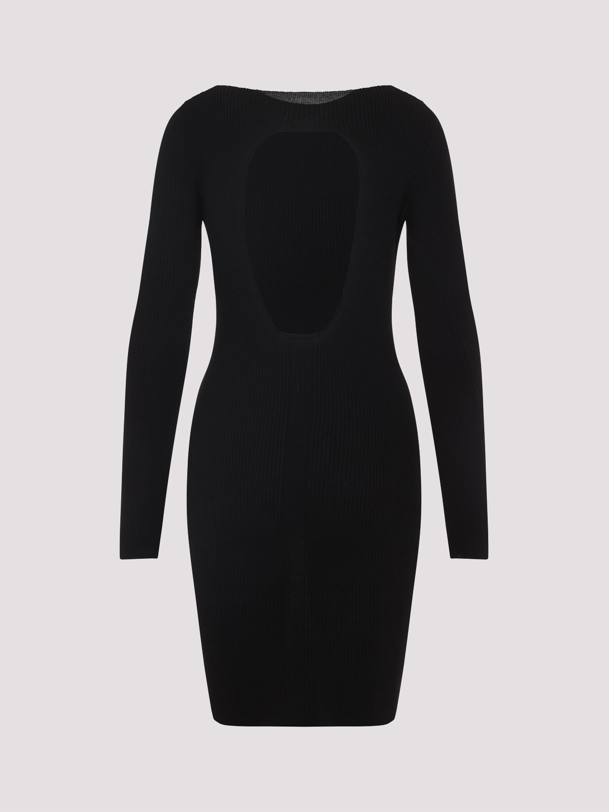 Rick Owens Ribbed Long-sleeved Day Dress In Black