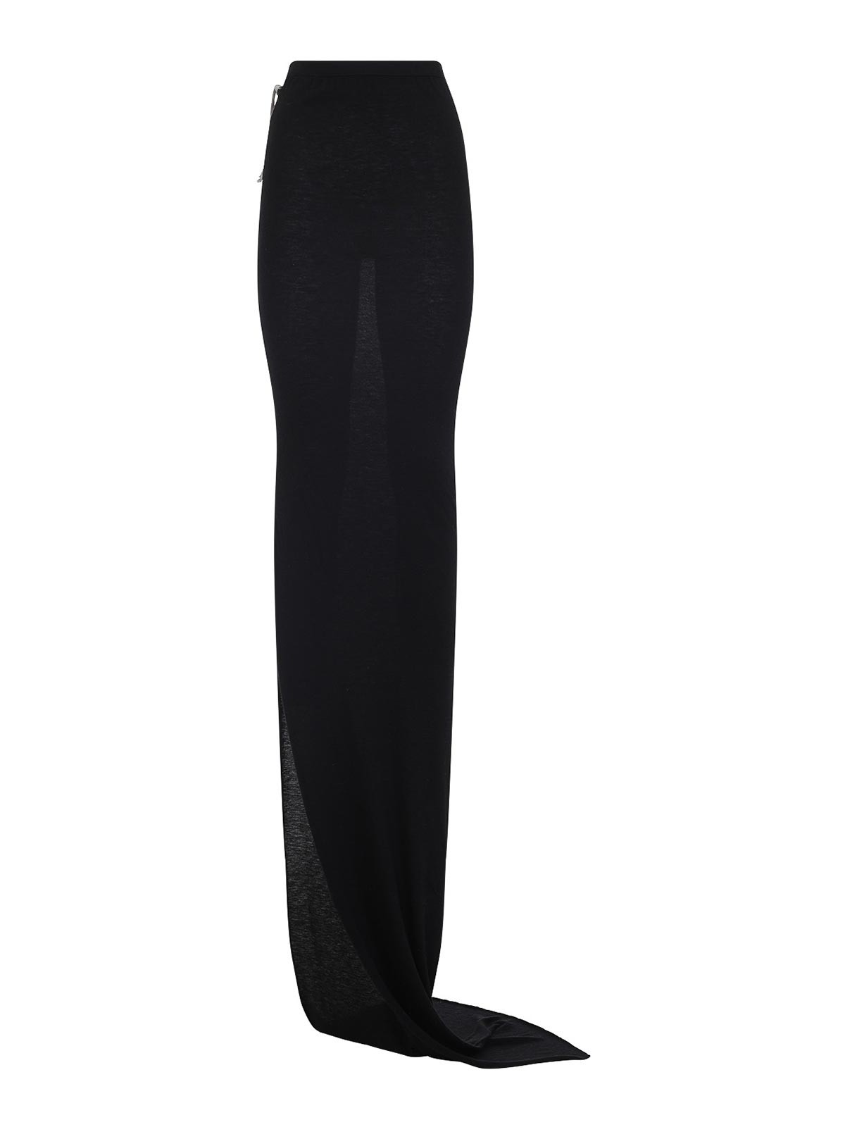 Rick Owens Flowing Maxi Skirt With Sheer Panel And High Waist In Black