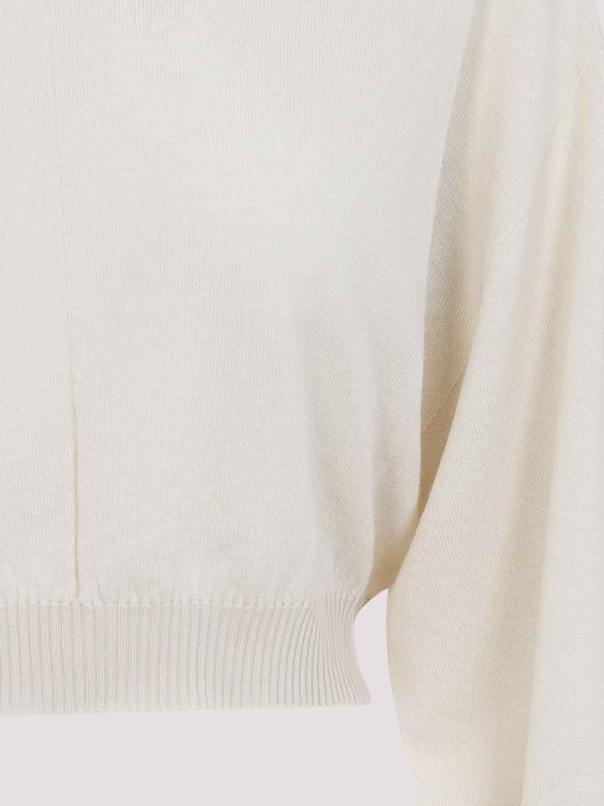 Rick Owens Natural White Virgin Wool Cropped Hooded Tunic Pullover In Neutral