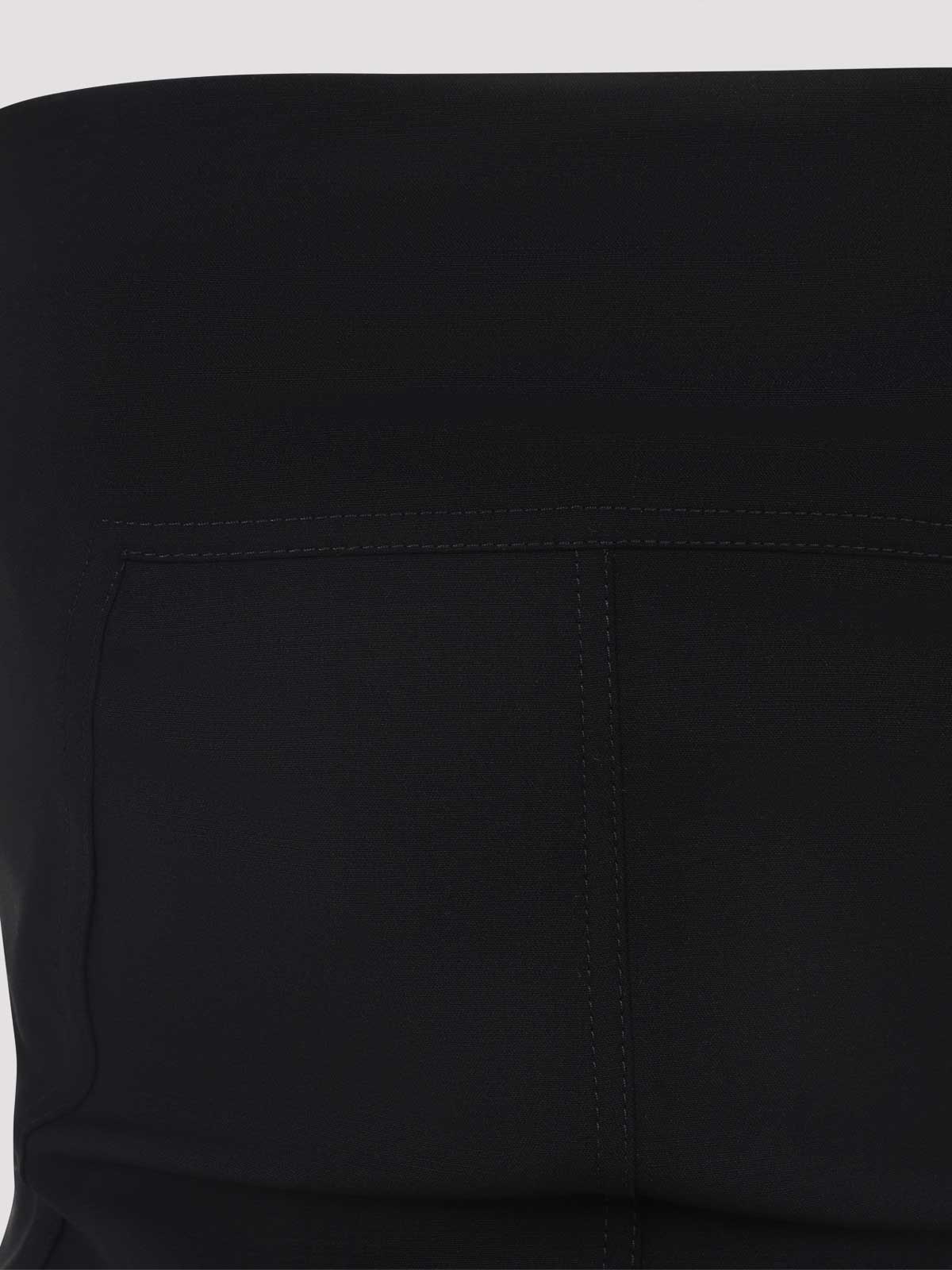 Rick Owens Strapless Black Top With Fitted Bodice And Flared Hem In Black