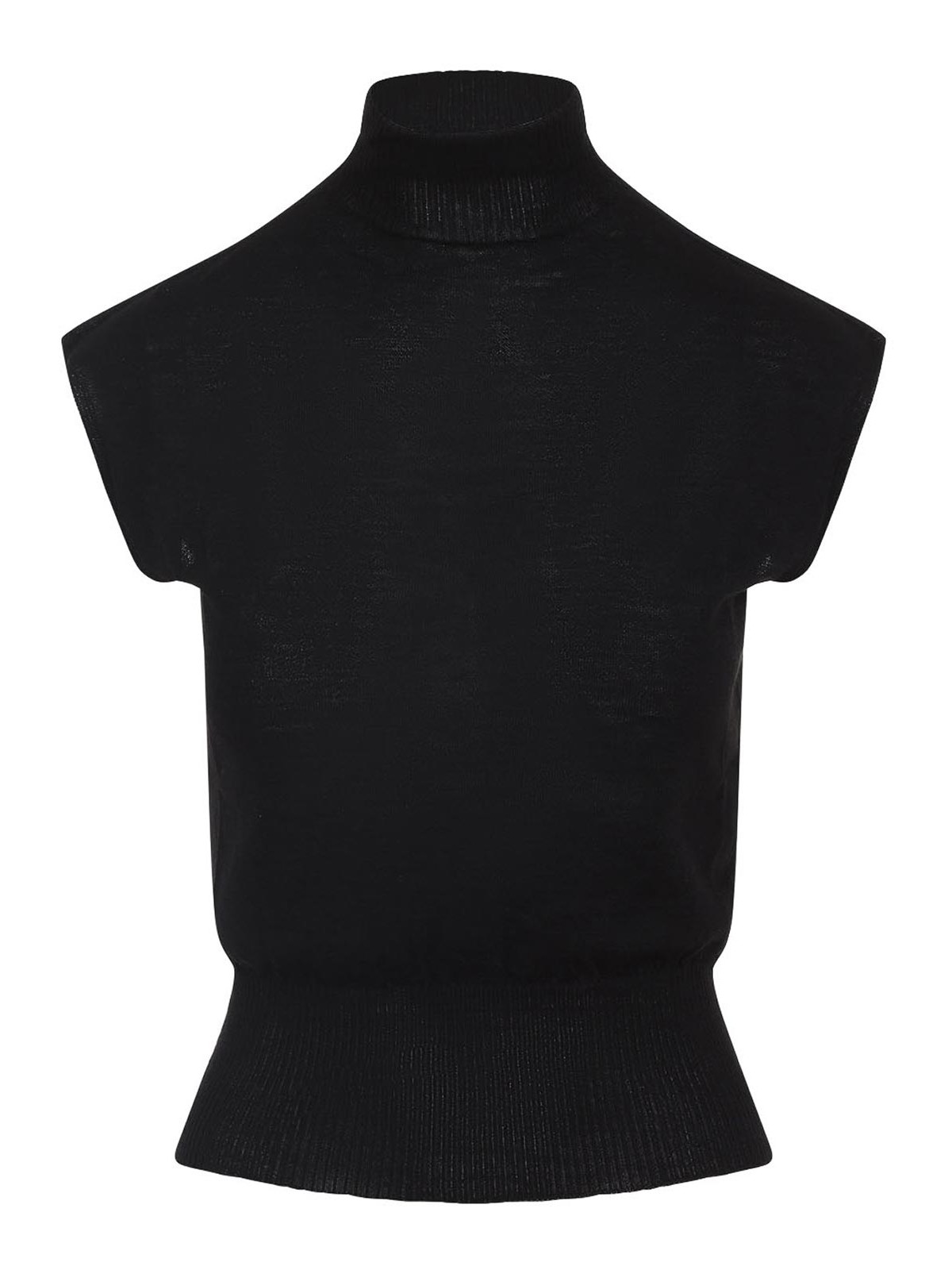 Rick Owens Black Virgin Wool Short Sleeves Turtle Top In Black