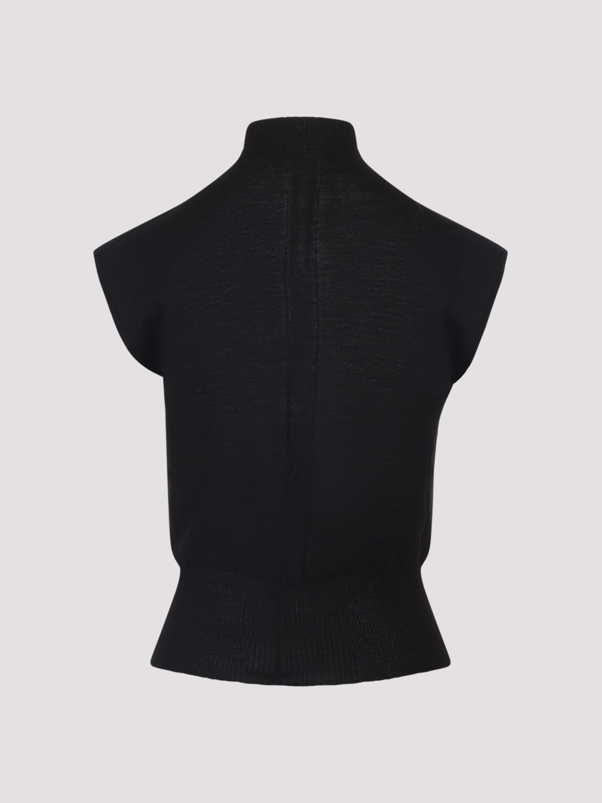 Rick Owens Black Virgin Wool Short Sleeves Turtle Top In Black