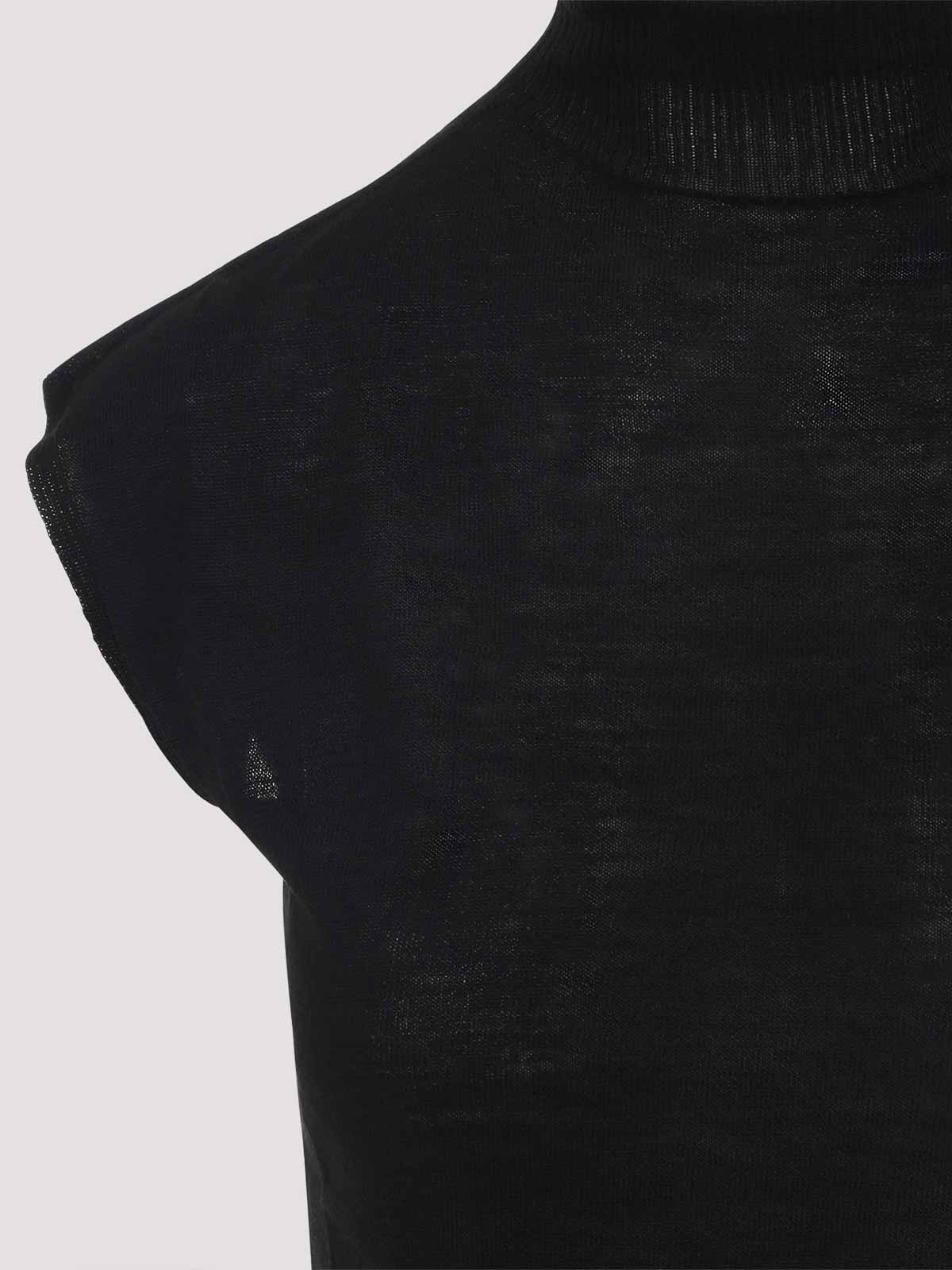 Rick Owens Black Virgin Wool Short Sleeves Turtle Top In Black