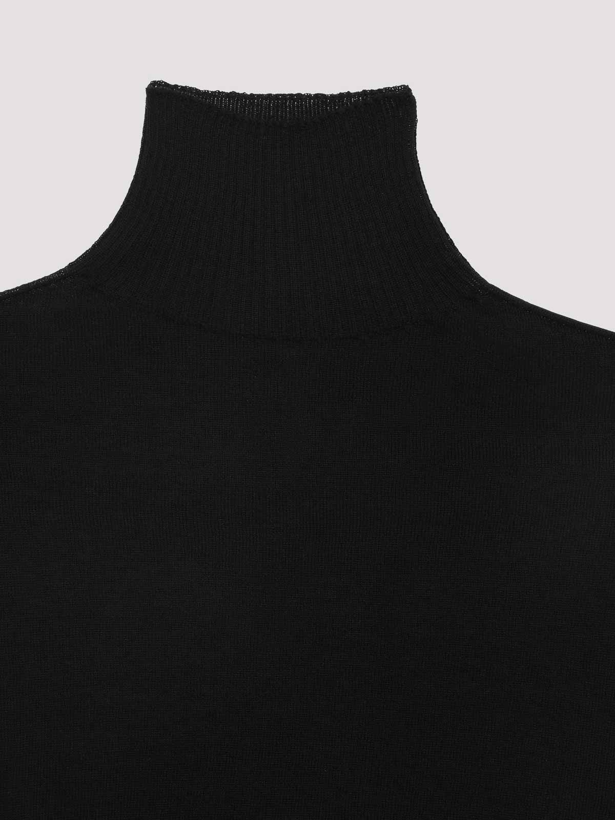 Rick Owens Black Virgin Wool Short Sleeves Turtle Top In Black