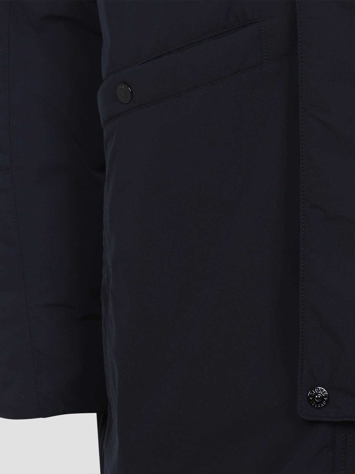 Stone Island Black Stretch Polyester Padded Jacket In Blue