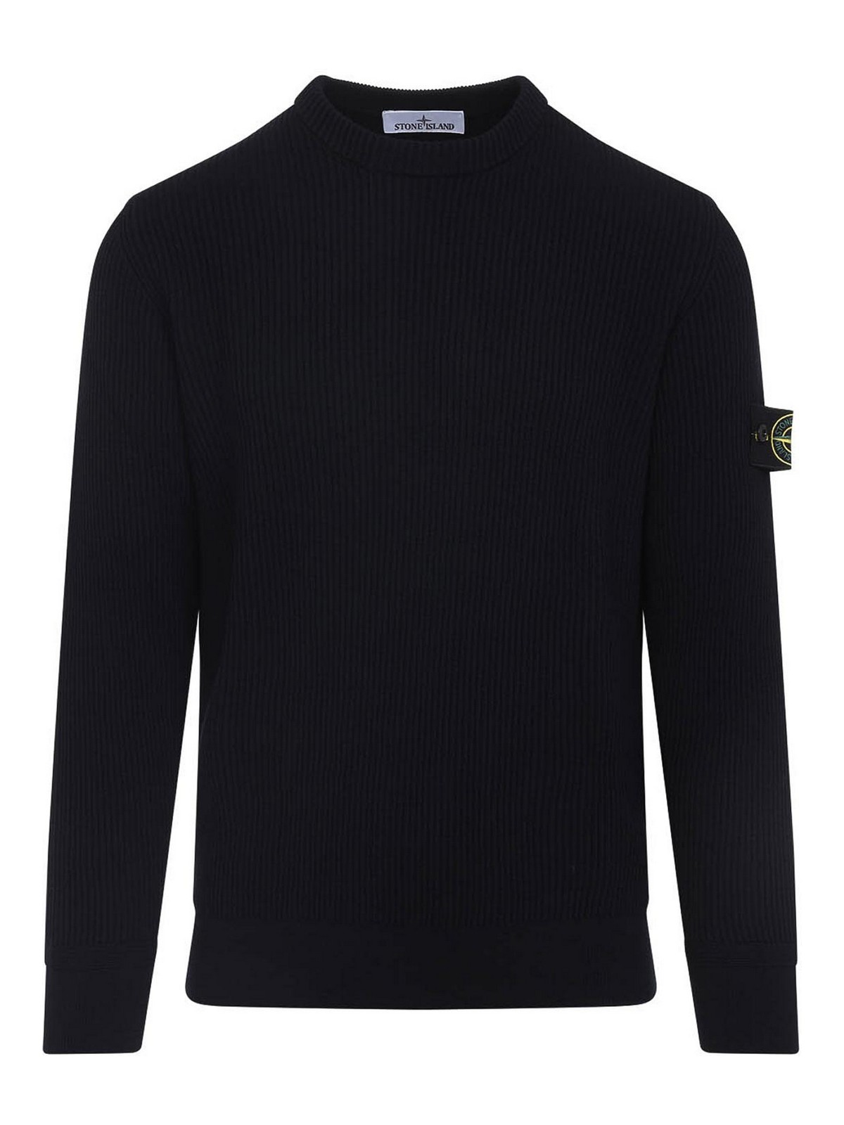 Stone Island Ribbed Wool Turtleneck Sweater Clothing In Blue