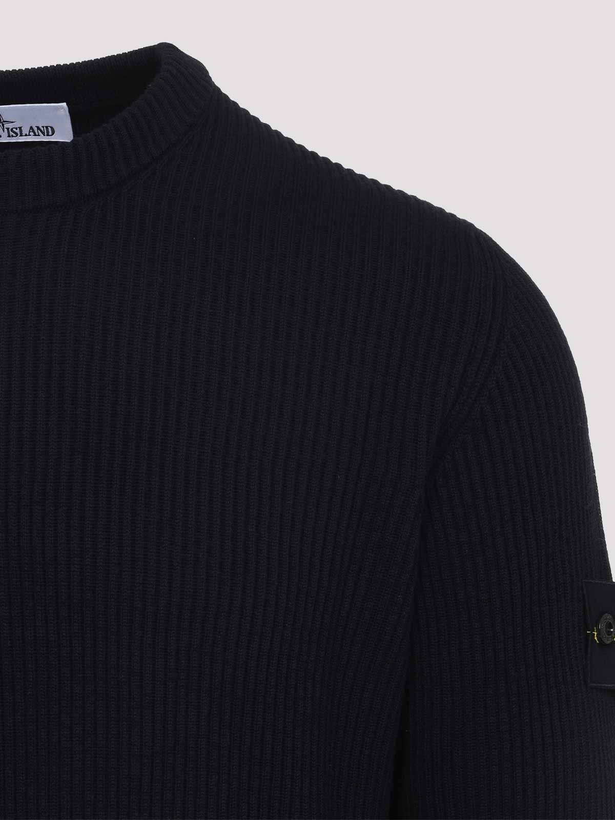 Stone Island Ribbed Wool Turtleneck Sweater Clothing In Blue