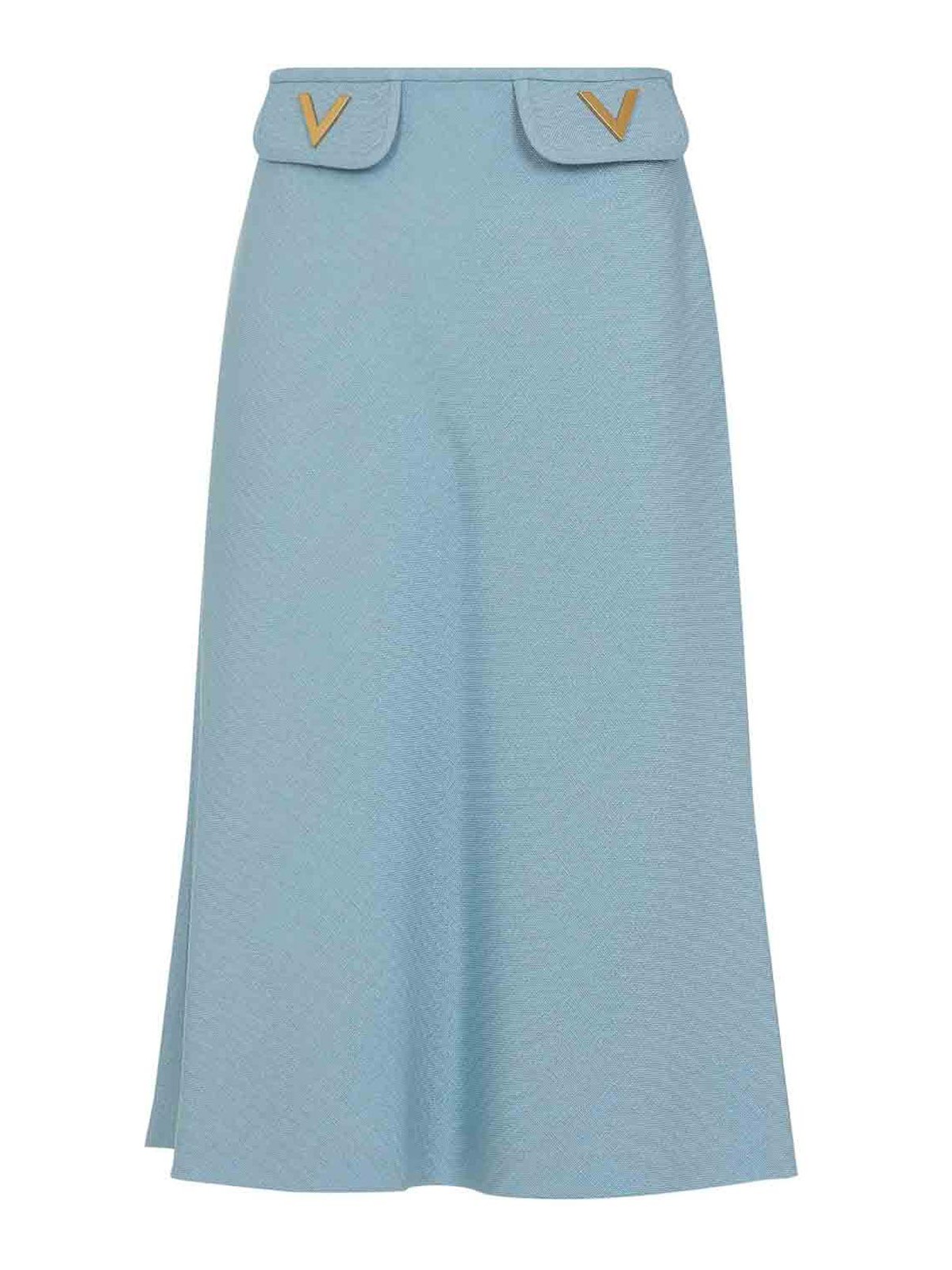 Valentino Viscose Midi Skirt In Blue