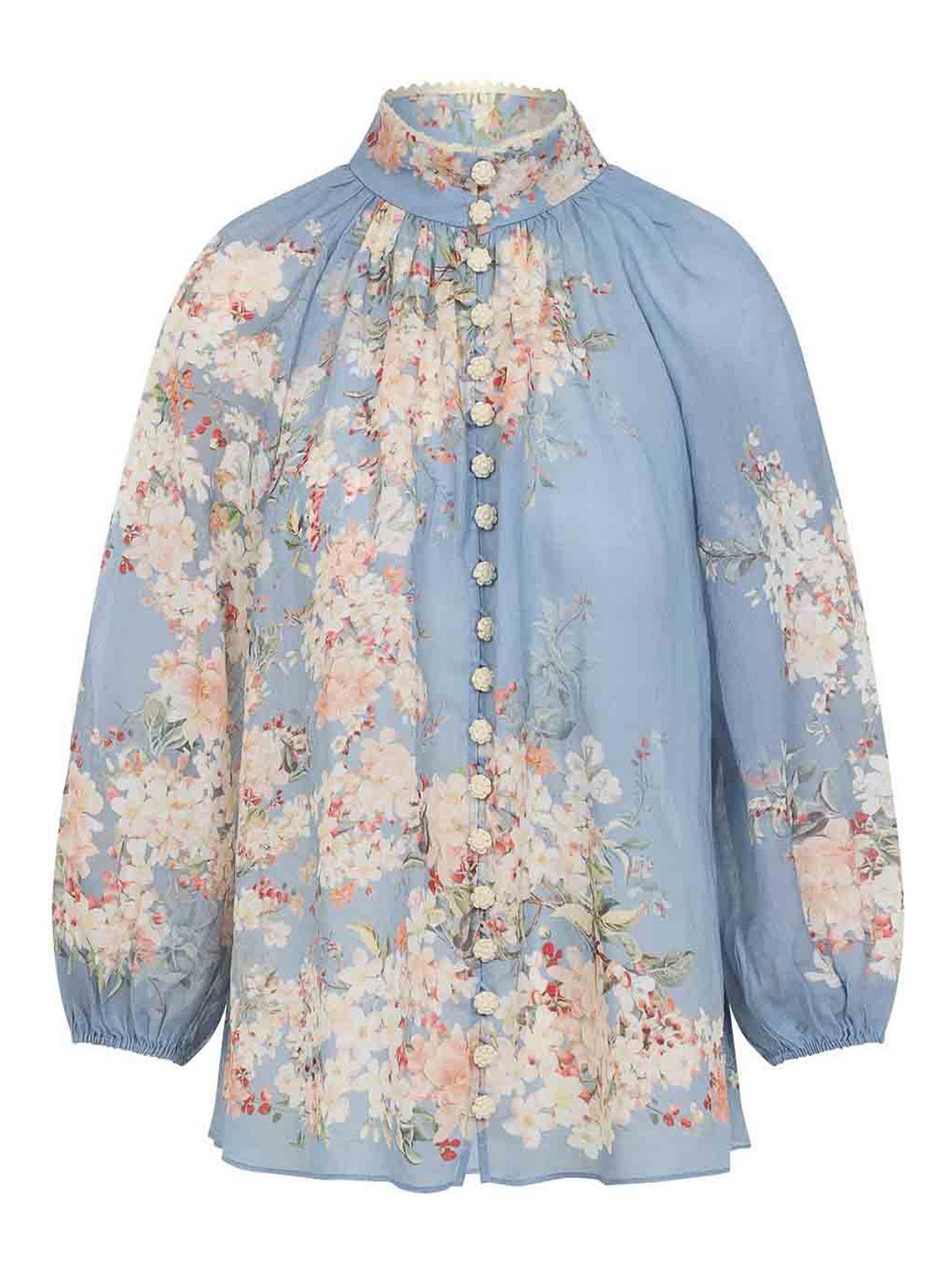 Zimmermann Cascadian Billow Blouse In Blue