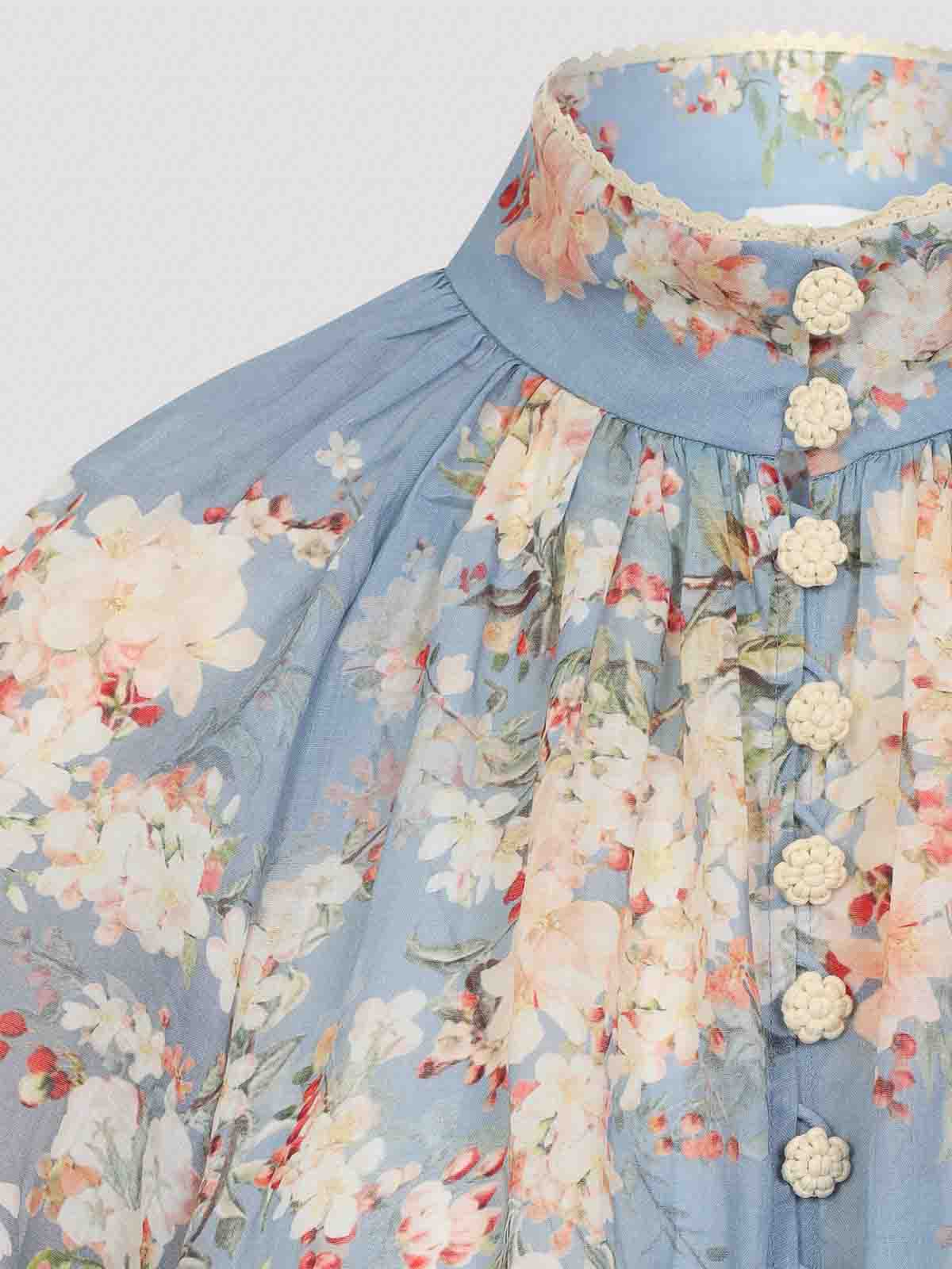 Zimmermann Cascadian Billow Blouse In Blue