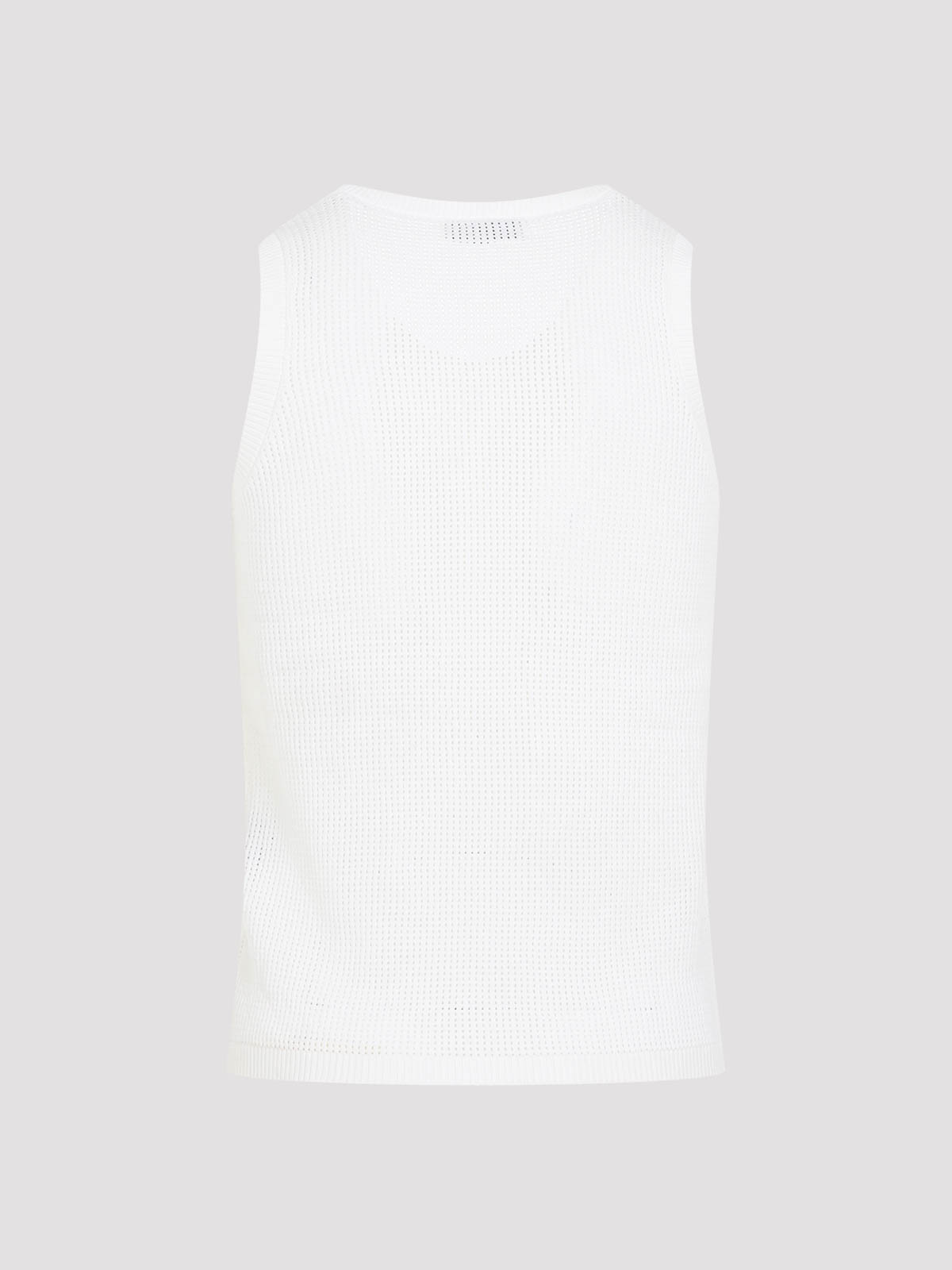 Dries Van Noten Sleeveless Textured Top With Clean Silhouette In White
