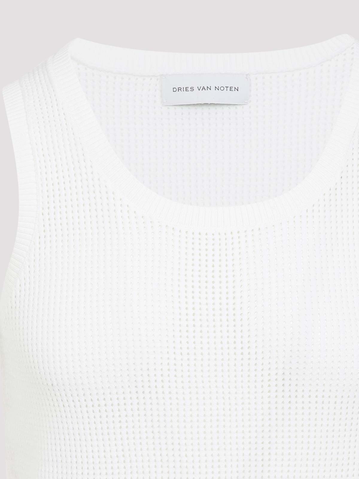 Dries Van Noten Sleeveless Textured Top With Clean Silhouette In White