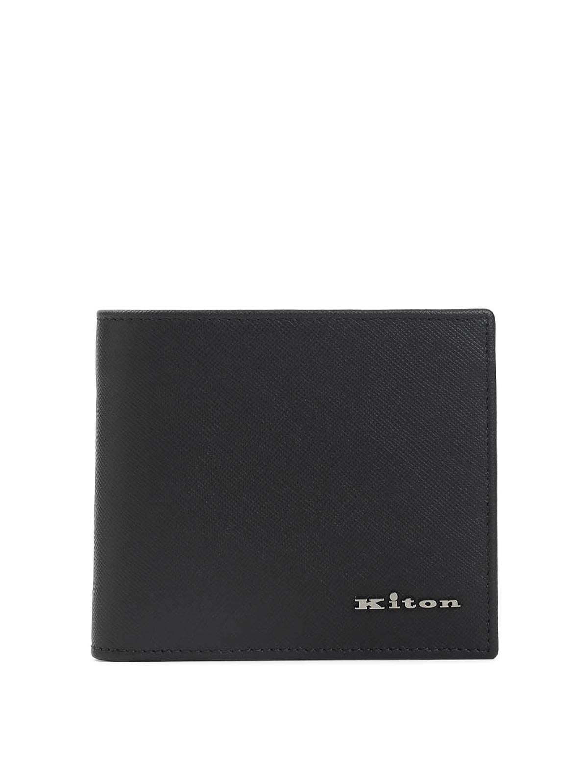 Kiton Leather Bifold Wallet In Black