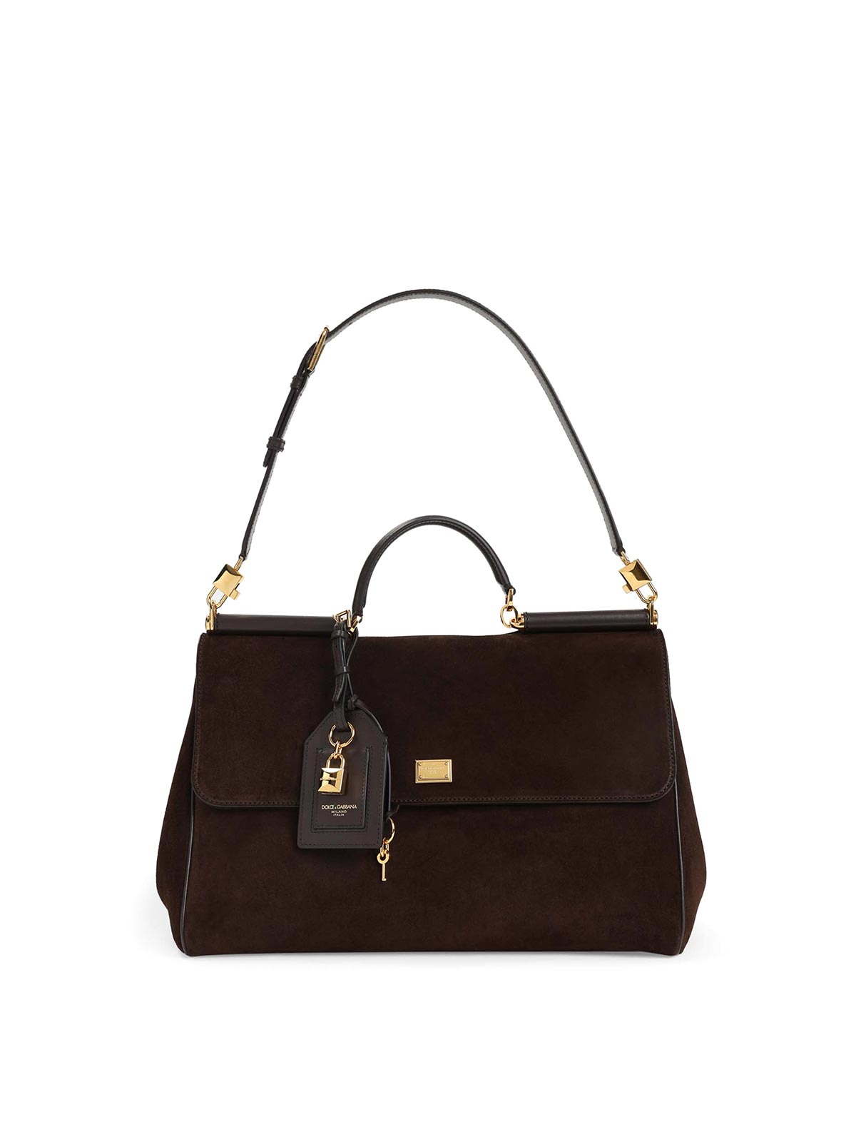 Dolce & Gabbana Sicily Soft Suede Bag In Brown