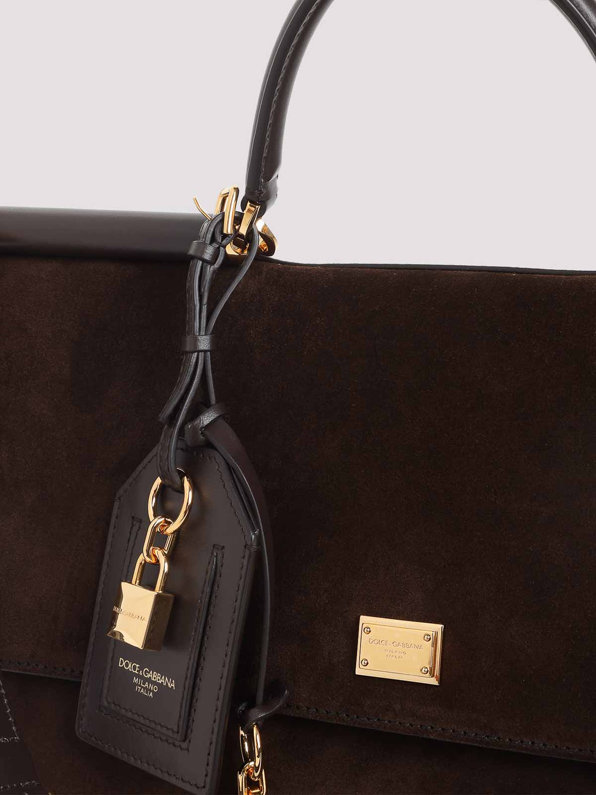Dolce & Gabbana Sicily Soft Suede Bag In Brown