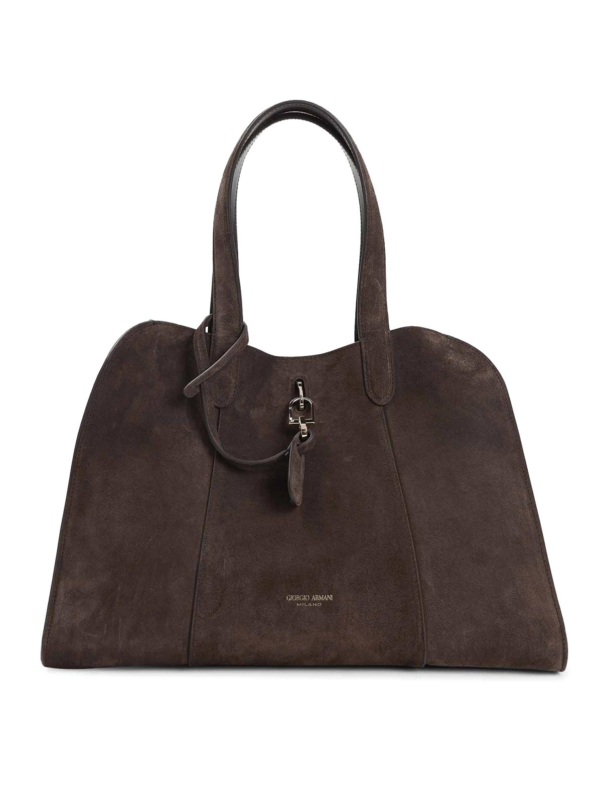 Giorgio Armani Suede Calf Leather Handbag In Brown