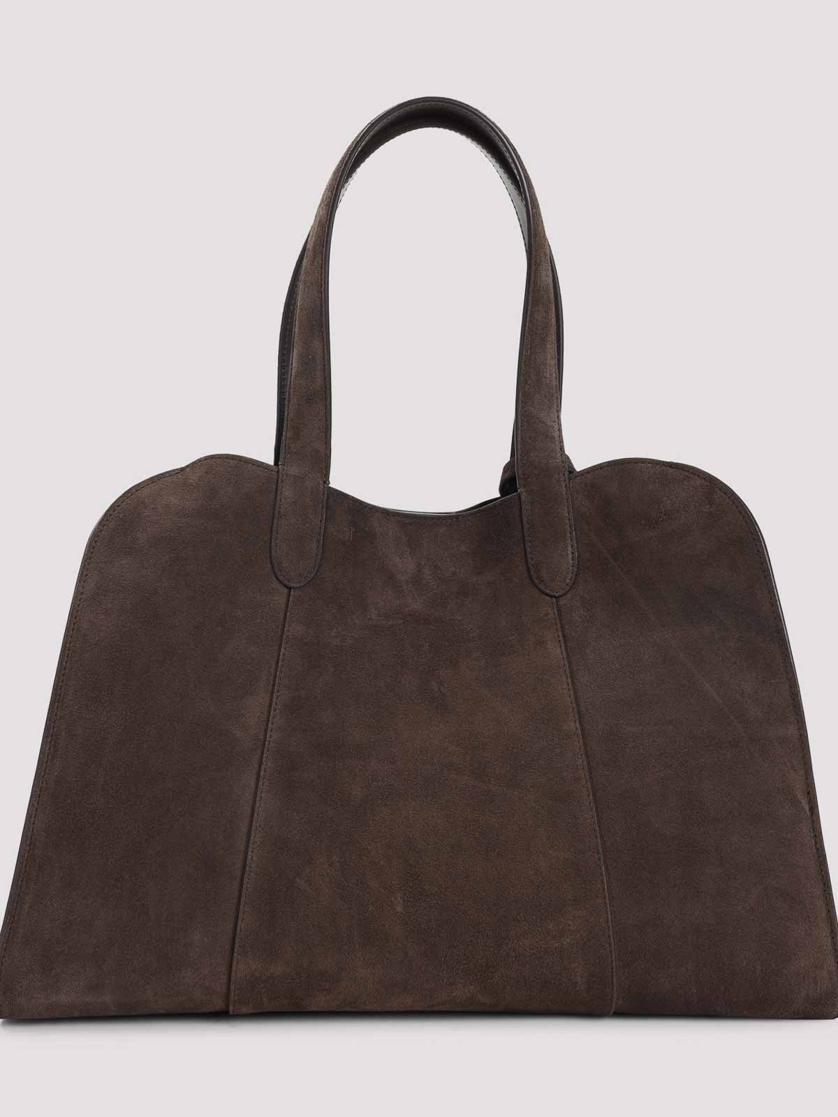Giorgio Armani Suede Calf Leather Handbag In Brown