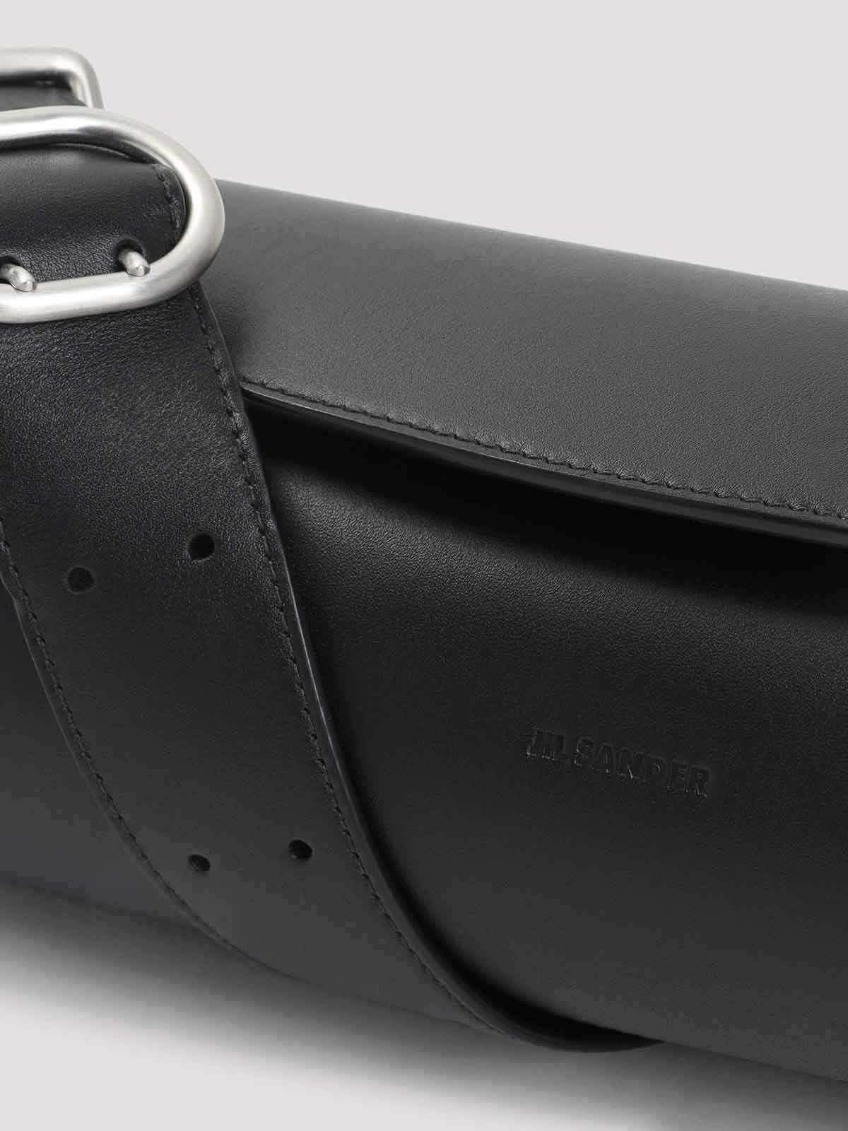 Jil Sander Sm Cannolo Shoulder Bag In Black
