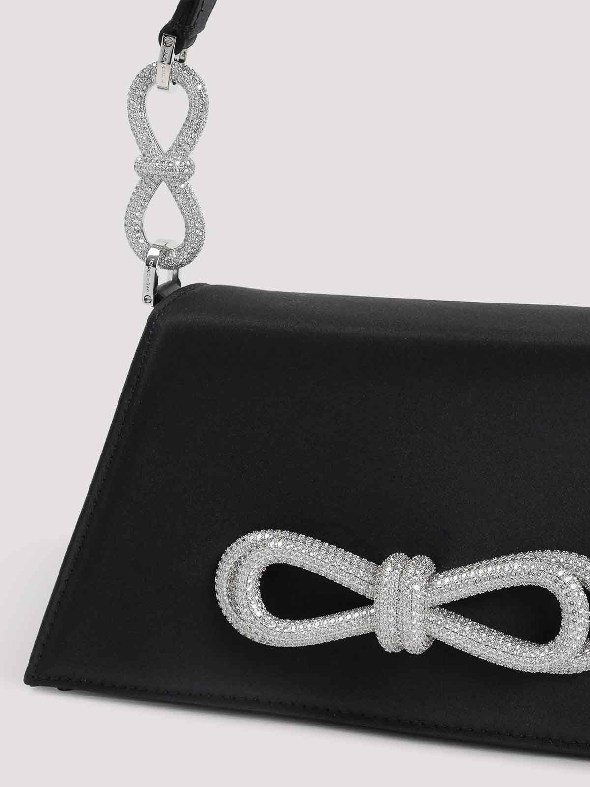 Mach&mach Samantha Medium Double Bow Patent Top-handle Bag In Black