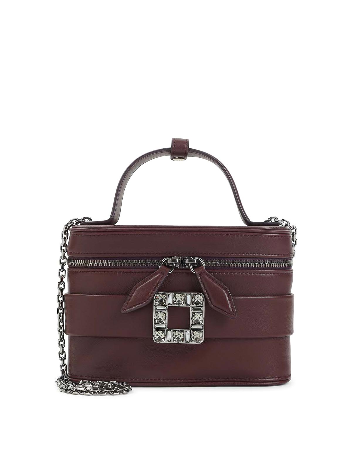 Roger Vivier Vanity Bag Bordeaux With Rhinestone Buckle In Red