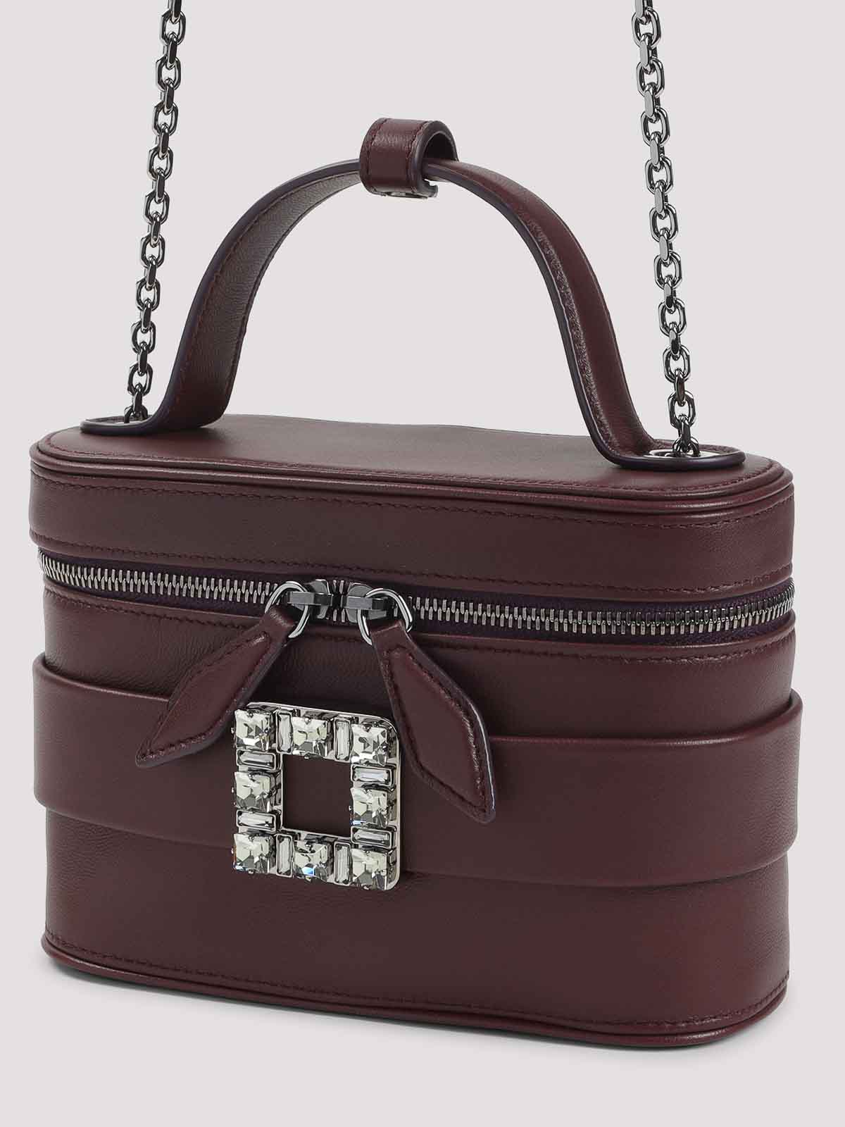 Roger Vivier Vanity Bag Bordeaux With Rhinestone Buckle In Red
