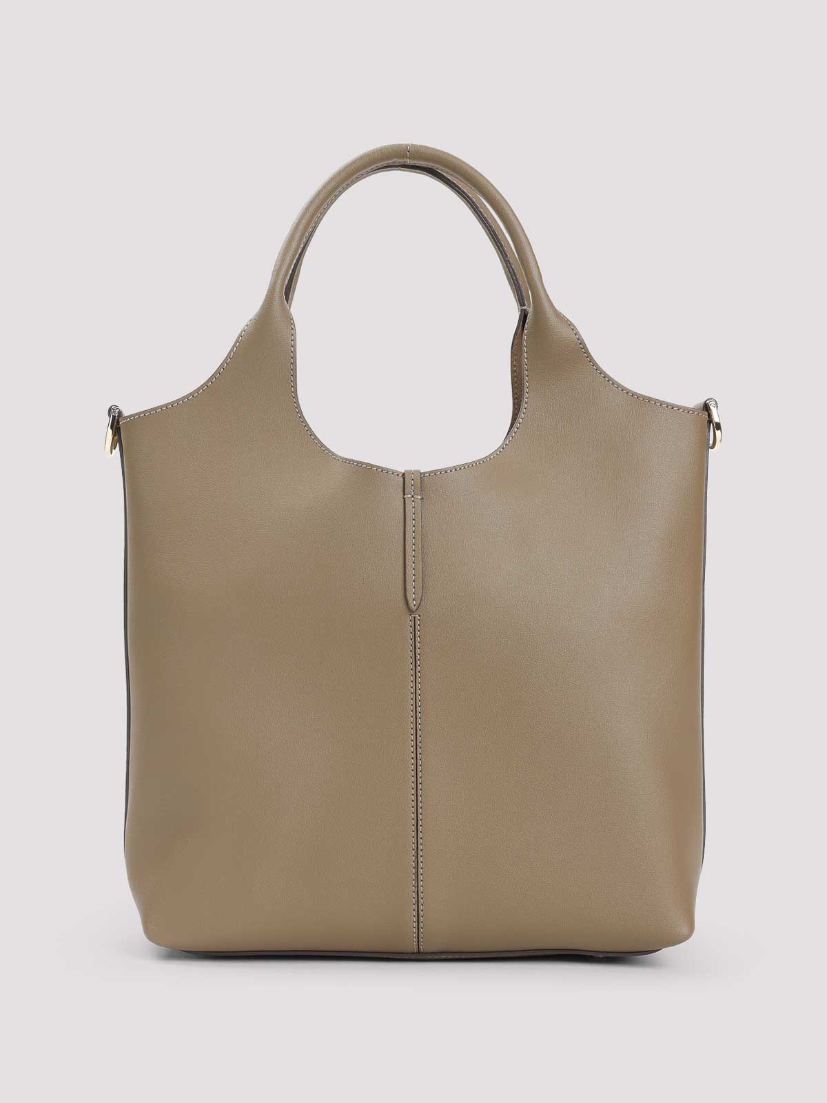 Tod's Lentil Brown Leather Ebr Double Handles Little Bag In Brown