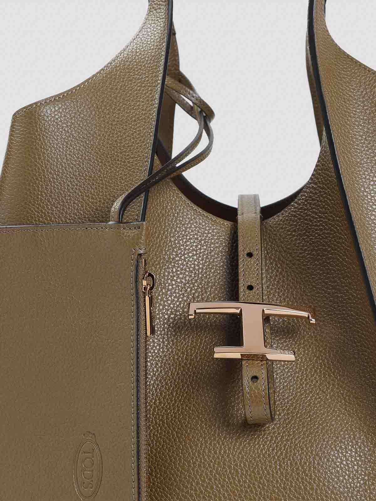 Tod's Grained Leather Top Handle Shoulder Bag In Brown
