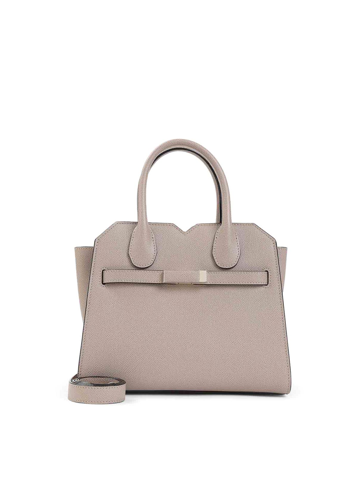 Valextra Structured Sahara Leather Shoulder Bag In Gray