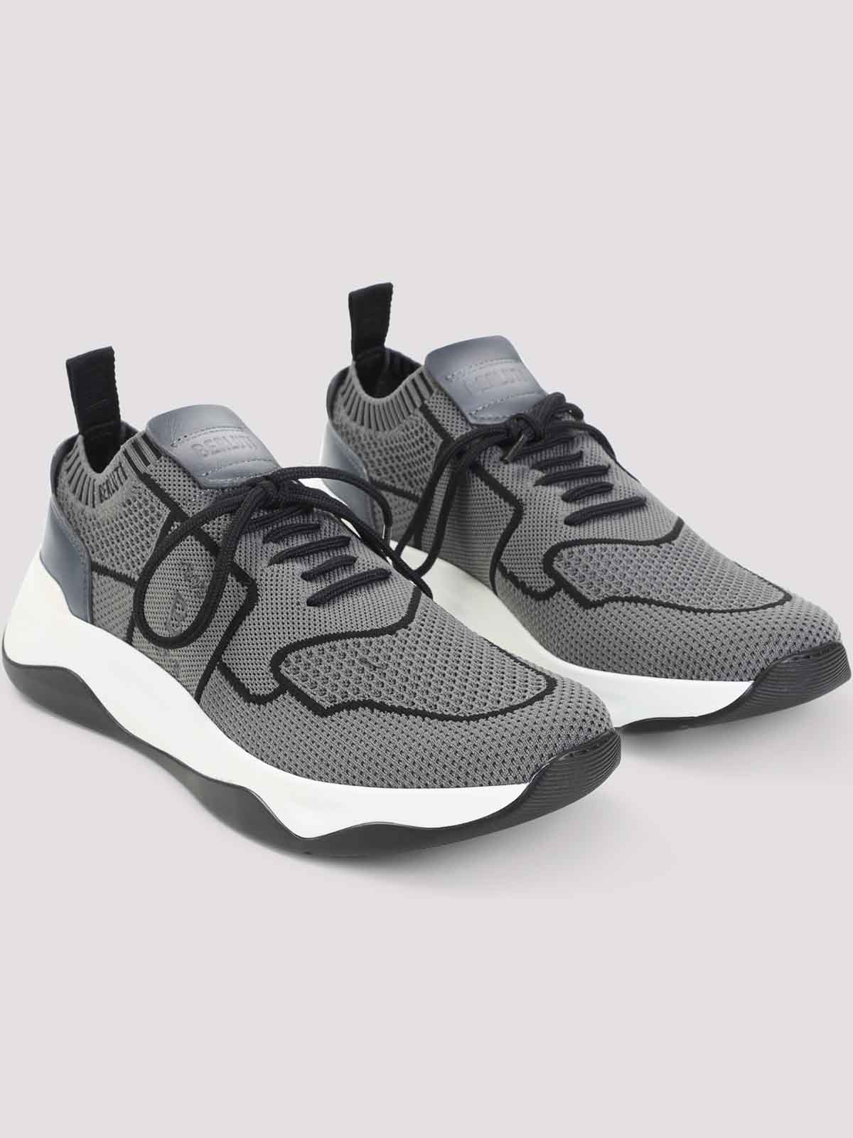 Berluti Textile Sneakers Leather Insert In Gray