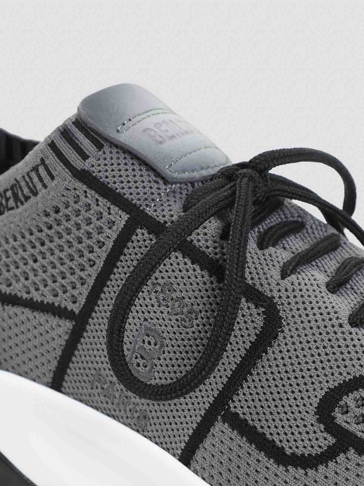 Berluti Textile Sneakers Leather Insert In Gray